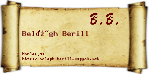 Belágh Berill névjegykártya